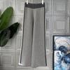 Женские зимние свободные повседневные прямые брюки с кулиской и широкими штанинами, осенние вязаные брюки Харадзюку с высокой талией