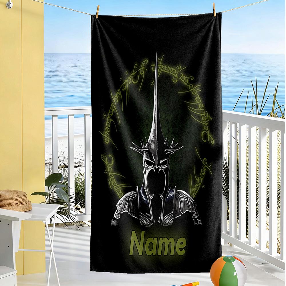 Warner Customize Text Beach Towel High Absorbency & Quick-Dry Suitable for Swimming Gym Camping Yoga Vacation