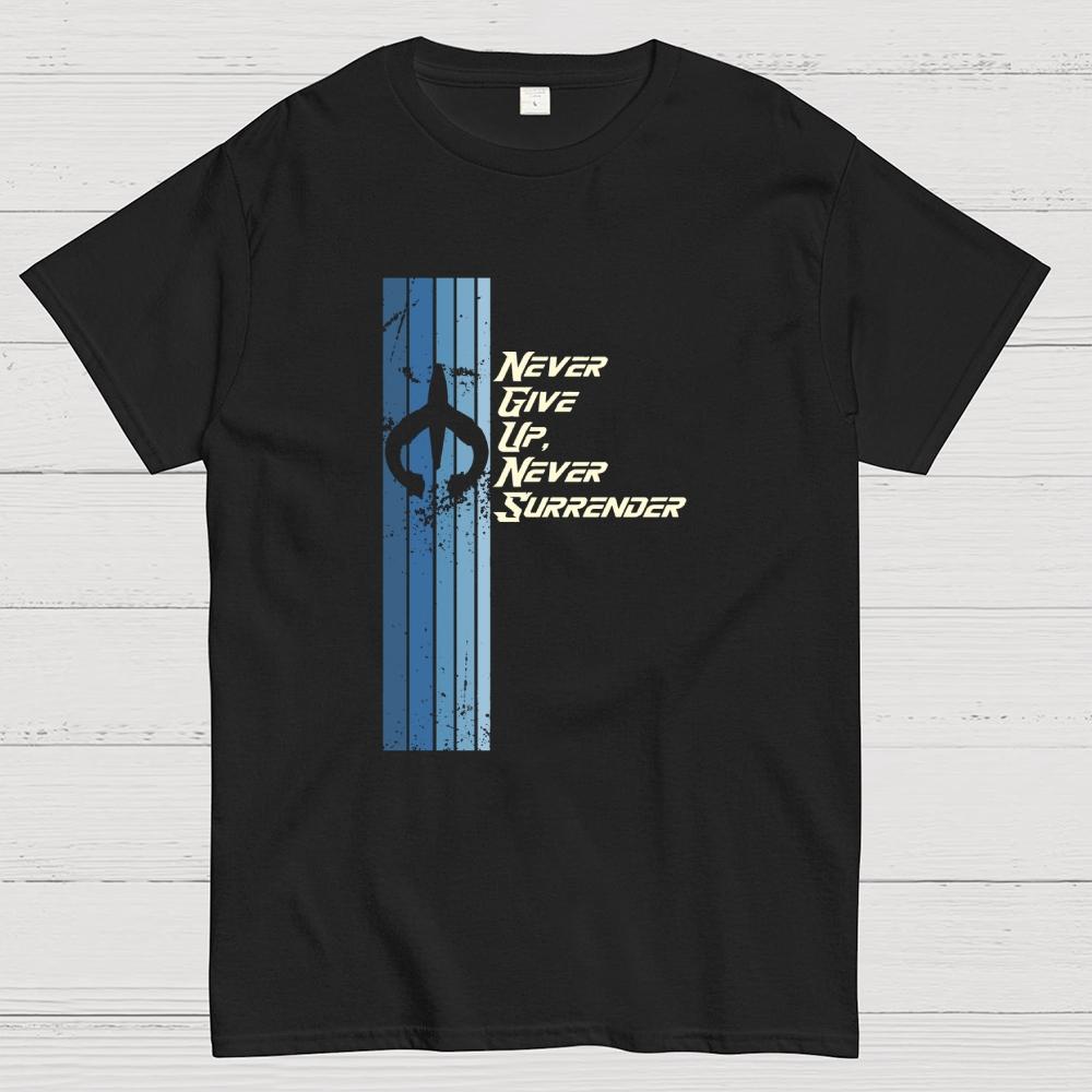 Retro Galaxy Quest Never Give up Never Surrender Cotton Casual Cool Loose T-Shirt
