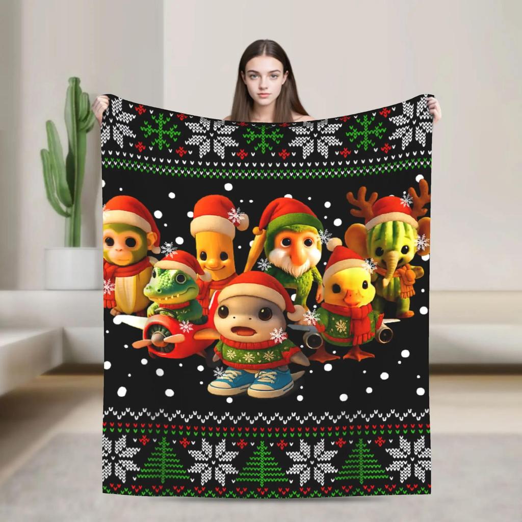 Warm Flannel Throw Blanket for Kids Airplane Travel Couch Chair Sofa Bed Funny Italian Brainrot Design