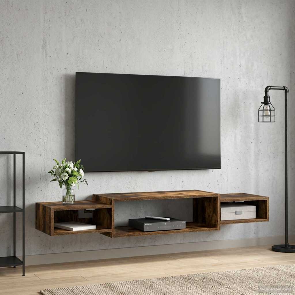 Wall Mounted TV Cabinet Wall Bracket Smoked Oak