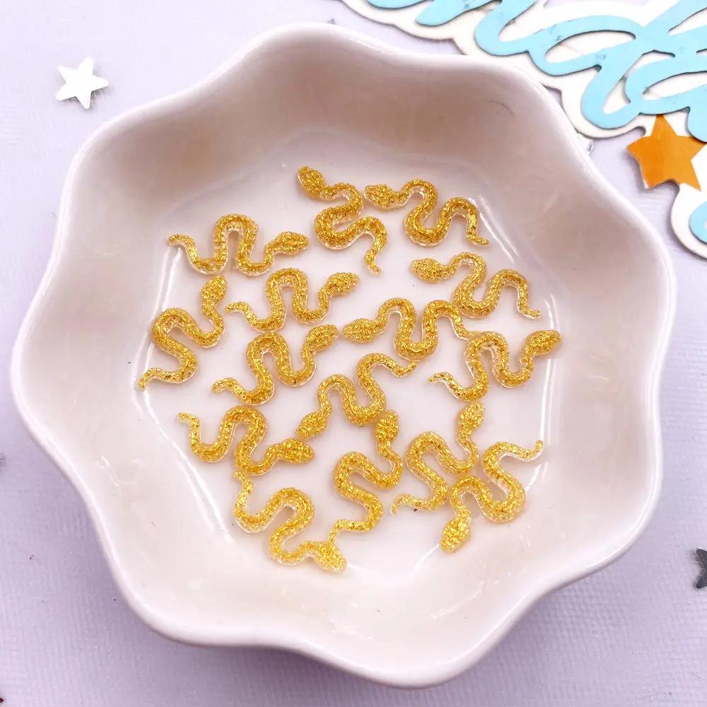 100Pcs Resin Glitter Colorful Little Snake Flat Back Rhinestone Scrapbooks Wedding Decor Crafts DIY Nail Art Jewelry Accessories