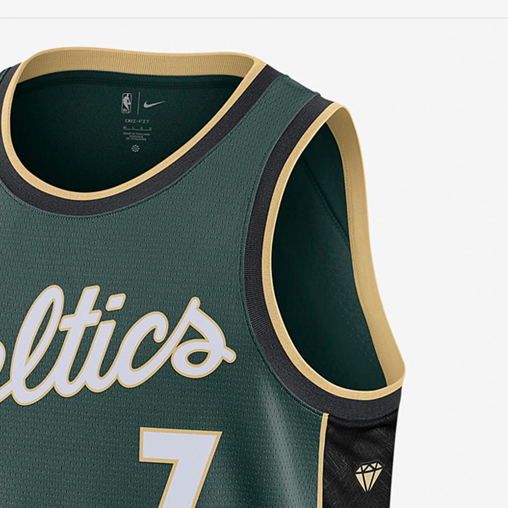 Nike Джерси NBA Dri-Fit City Edition 2022-23, Boston Celtics #7, унисекс-топы Jaylen Brown, темно-зеленые, DO9586-331