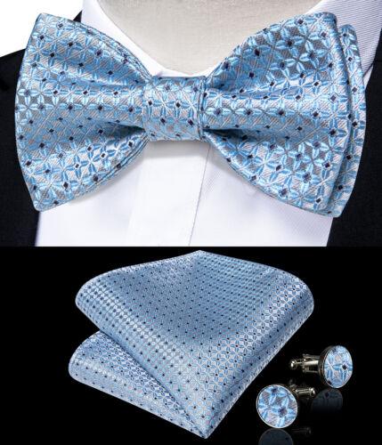 Мужской шелковый галстук-бабочка, синий регулируемый галстук-бабочка, набор запонок с цветочным принтом пейсли