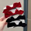 Winter 2025 Velvet Red Princess Bow Hair Clip for Women