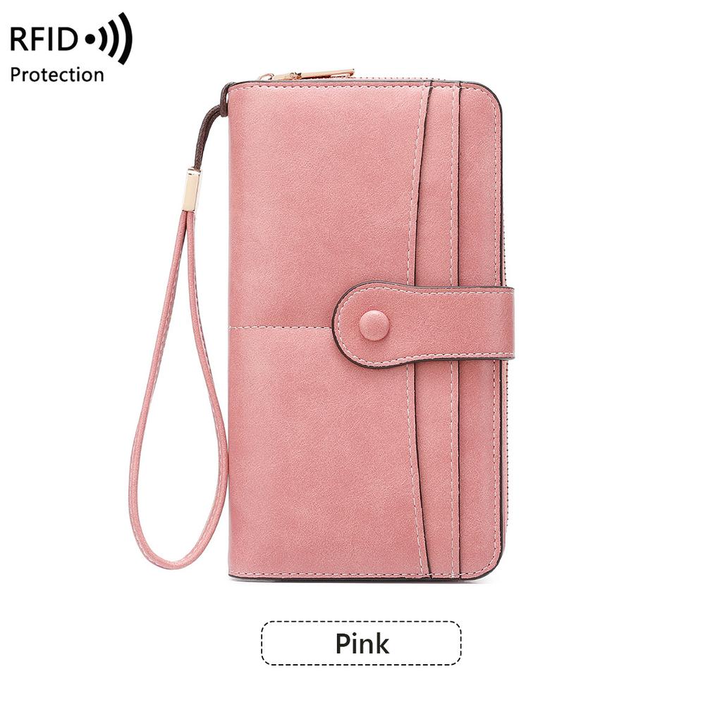 Women Wallets RFID Blocking Buckle Closure Minimalist Long Wallet - Clutch Purse Coin Pouch Card Holder