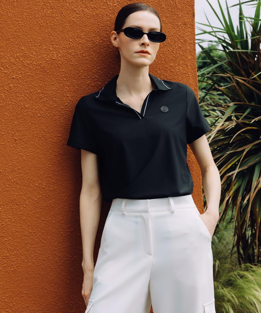 OBER GOLF Basic Open Polo Top (Black)
