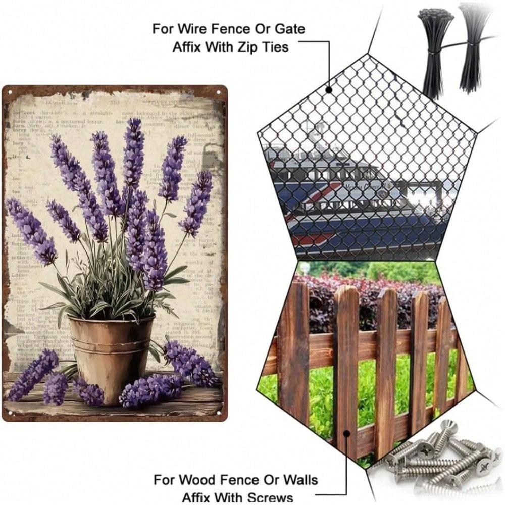 Provence Lavender Tin Sign Farmhouse Wall Decor Kitchen Garden Vintage Metal Plaque