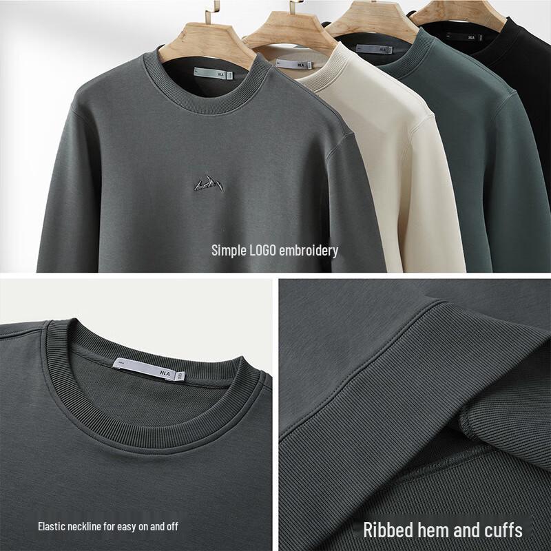 HLA Men's Spring 2025 High Mountain Series Crew Neck Embroidered Sweatshirt