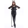 S-XL European and American women's Halloween costumes, cosplay cat girl costumes, sexy patent leather PU mask cat women's clothing
