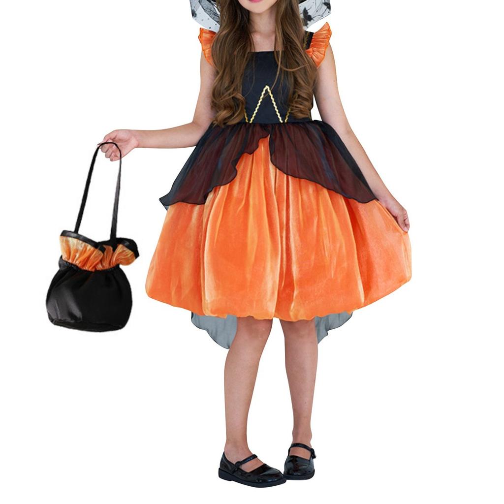 Halloween Girls Dress Printed Dress Witch Role Play Cosplay Costume Masquerade Costume