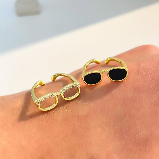 Парное кольцо на палец Мини очки Регулируемое кольцо Искрящееся кольцо на кончик пальца с инкрустацией стразами Аксессуар для пальца