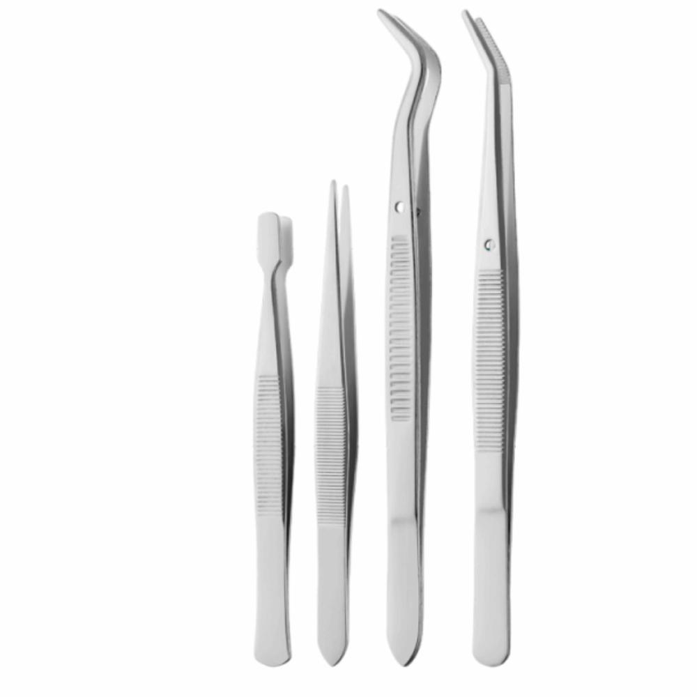 2/3/4/5/6Pcs Rubber Coated Tips Silicone Tipped Tweezers Set Straight Flat Tip Fine Point Bent Tip Tweezers Set Non-Scratch