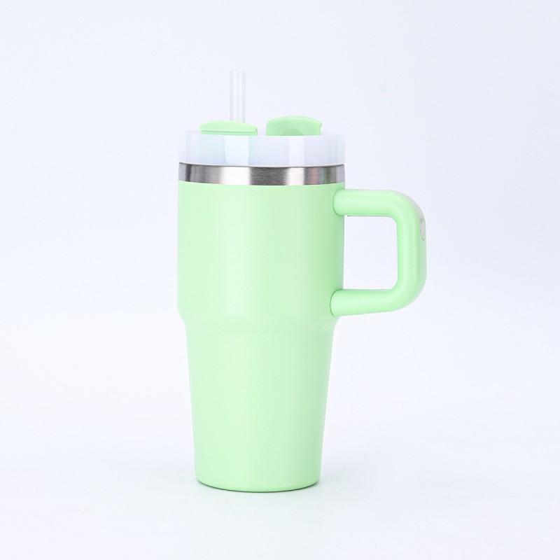 14oz Vacuum Insulated Stainless Steel Travel Mug With Handle Straw Car Office Outdoor Use