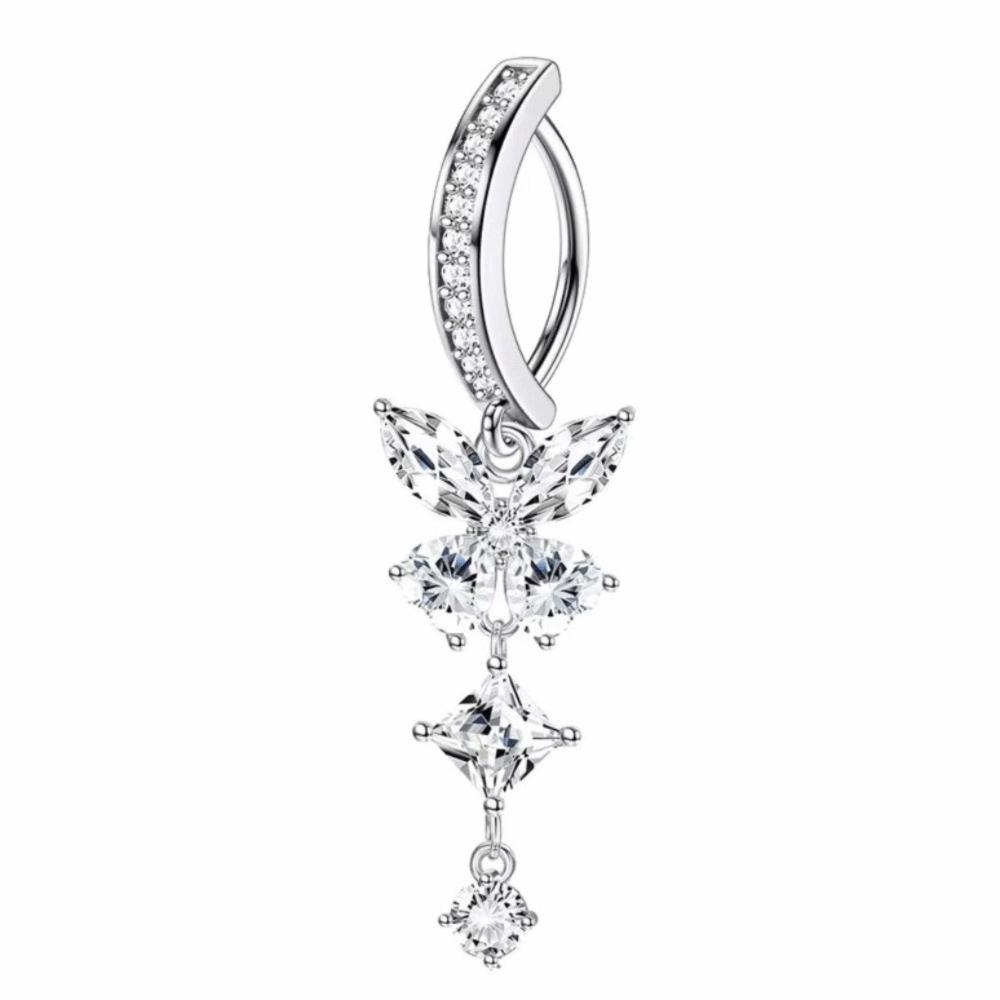 Sexy Zircon Belly Button Rings Stainless Steel Shiny Body Jewelry Fashion Gem Navel Piercing Gift