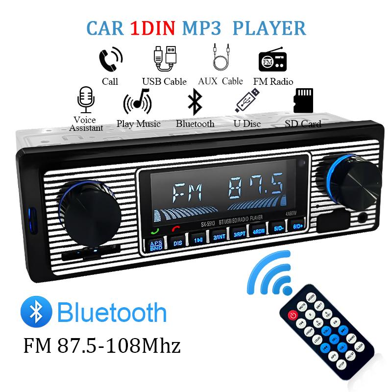 Автомобильная 1 DIN Радиостанция 1 DIN Стерео Цифровой Автомобильный Bluetooth FM Аудио Музыка USB / SD с Встроенным AUX Входом 12В MP3 Мультимедийный Многофункциональный Автомобильный Музыкальный Плеер