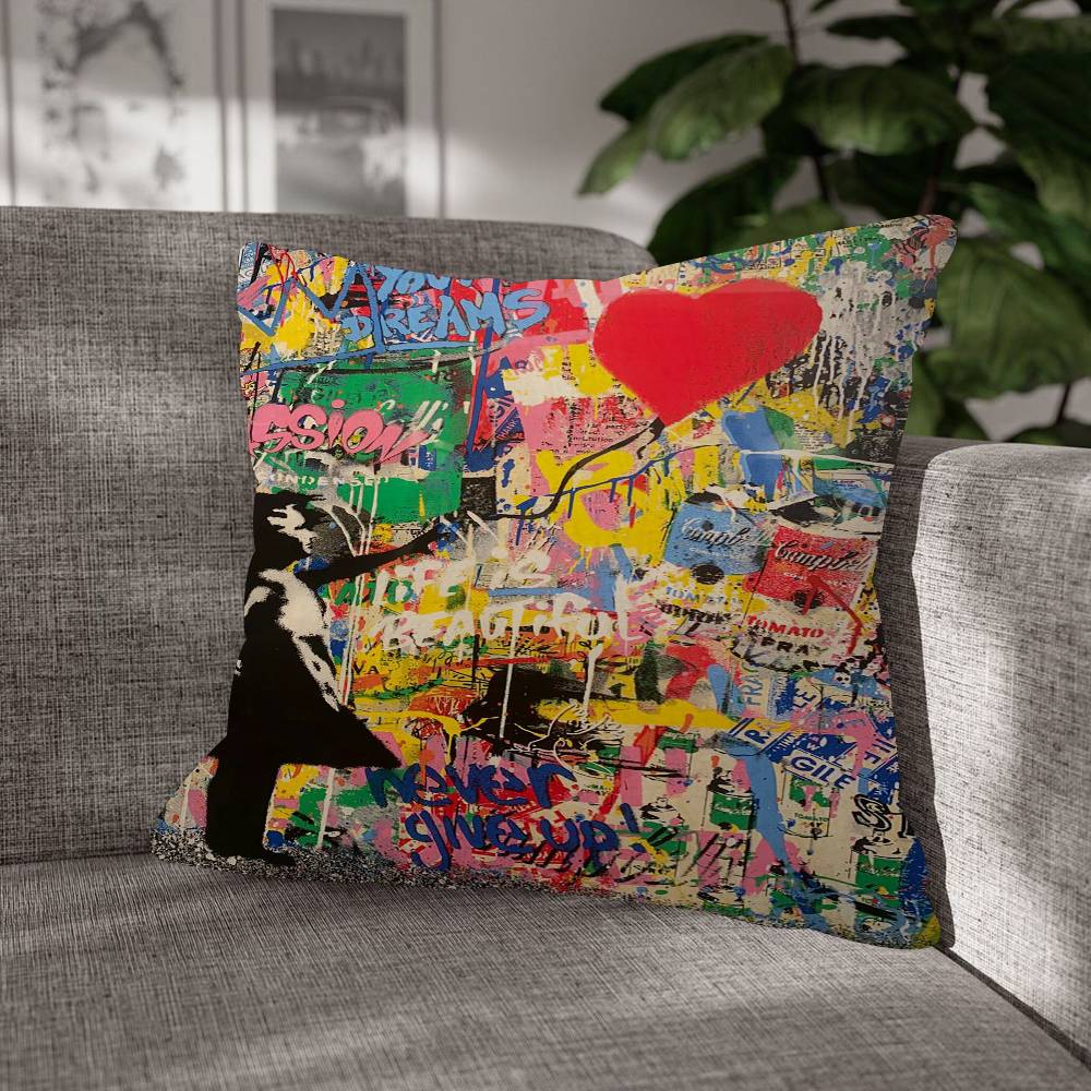 Banksy Street Graffiti Art Pillow Cover Soft Decor Throw Pillow Case xcm Couch Home Decor for Living Room Sofa Party Gift