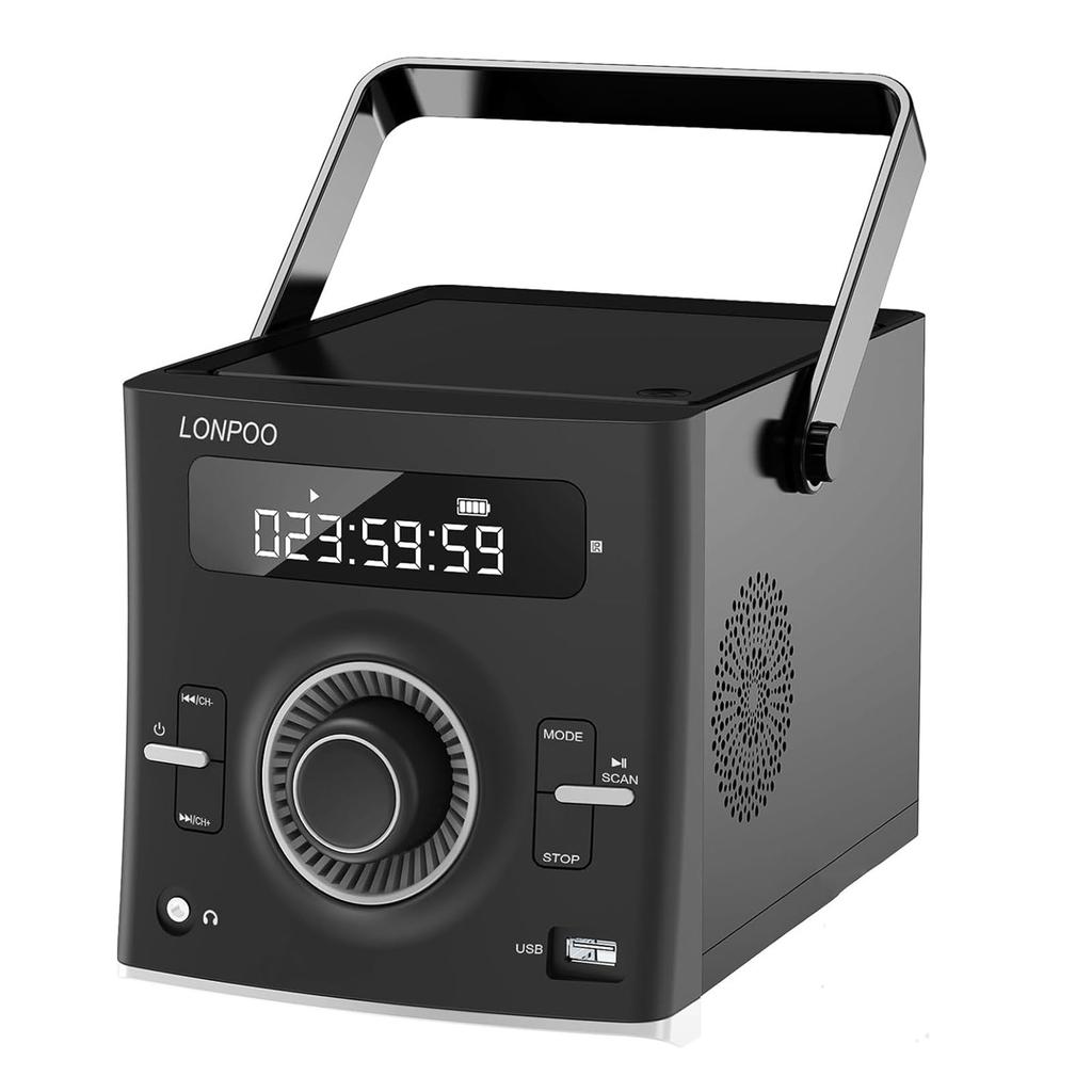 Portable CD Player 20W Bluetooth Interface 2000mAh Rechargeable Battery Battery Type CD Player Compact Compatible/FM Radio/MP3 Playback/USB/AUX