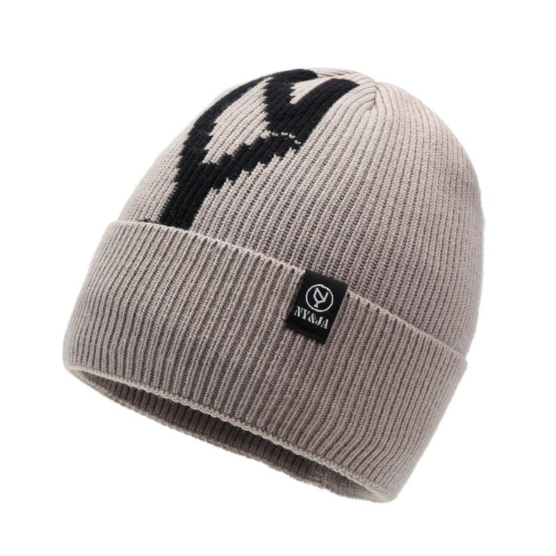 Новая термовязаная шерстяная шапка мужская шапка-пуловер однотонная универсальная повседневная уличная холодная шапка с буквами