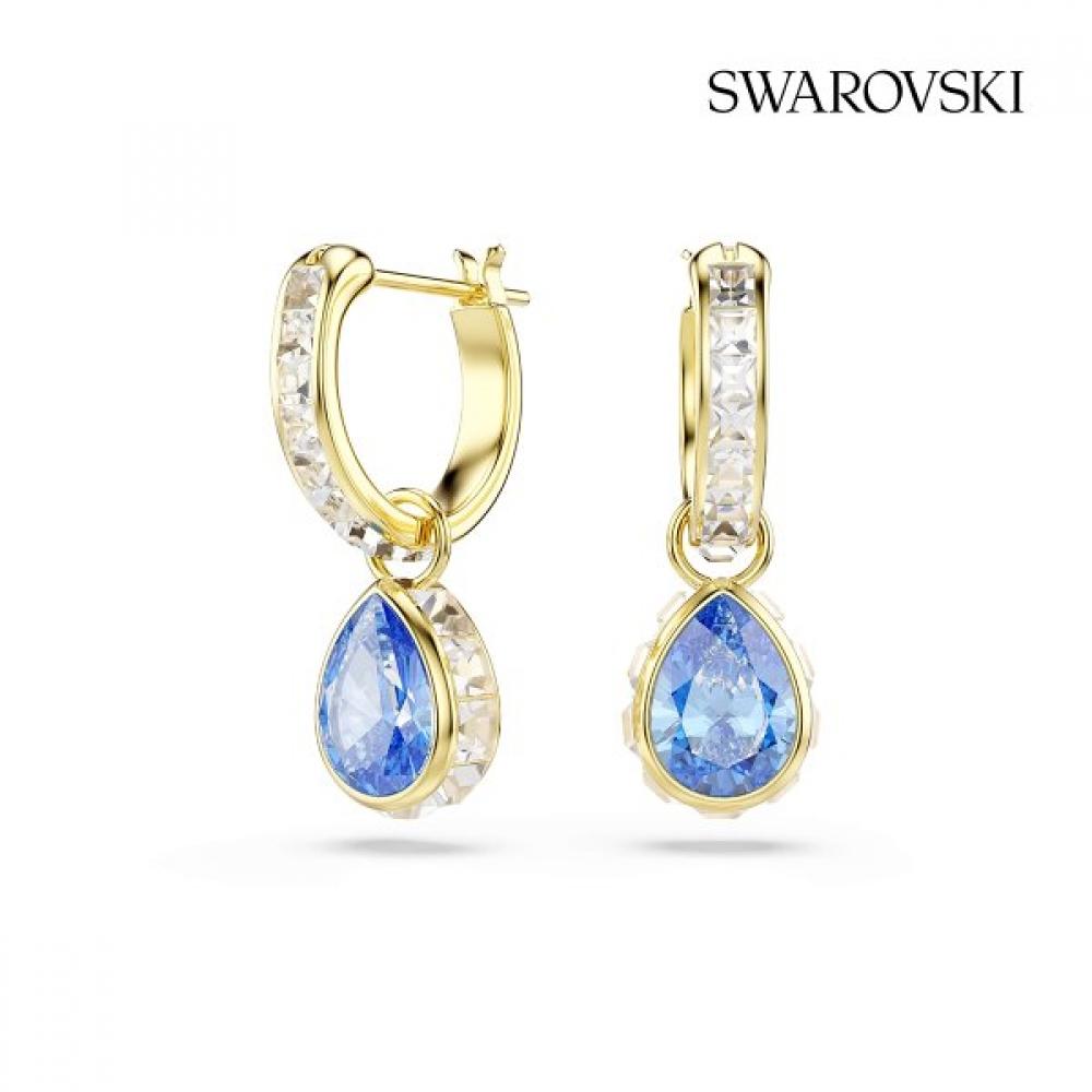 Swarovski Drop Earrings Blue Gold Tone 5757815