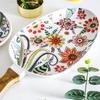 Керамические салатные тарелки с ручкой, Фарфоровые обеденные тарелки, Красочная тарелка для сервировки с цветочным узором для десертов, сэндвичей, блюд