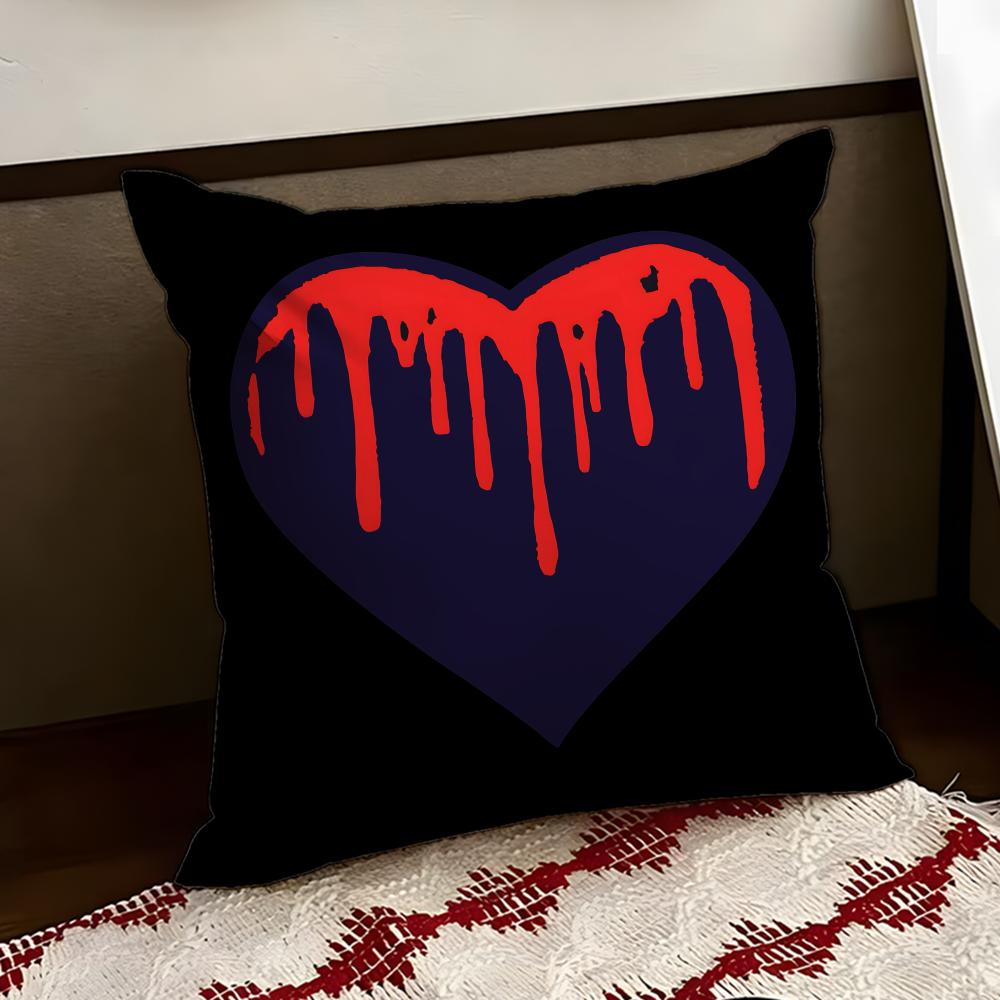Cool SSkull Heart Cushion Cover Reversible Soft Durable Pillow Cover Home Car MultiScene Use for Daily Comfort