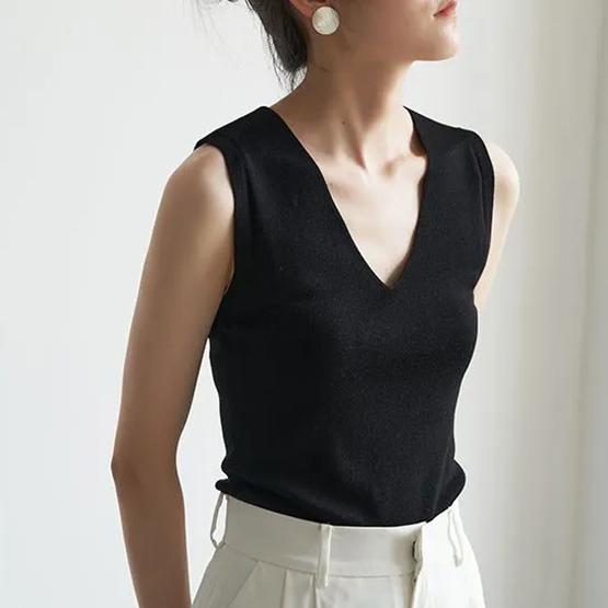 WTEMPO Женский трикотаж весна-осень Vets V-образный вырез без рукавов внутренняя нижняя часть рубашки стильный повседневный универсальный Ice Silk топы