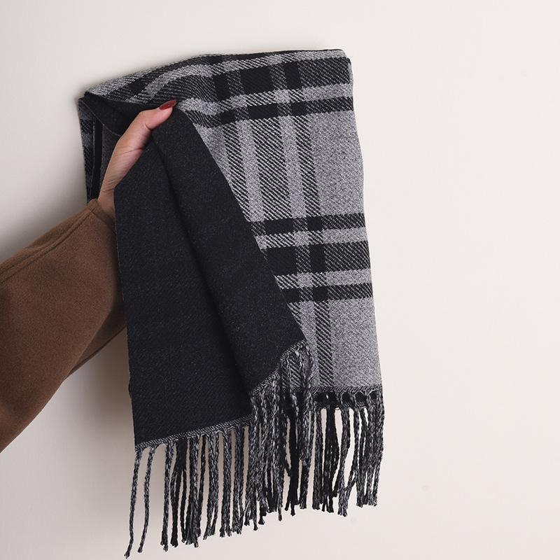 Women'S High-End Cashmere Plaid Scarf, Warm And Soft, Versatile Scarf, Shawl Dual-Purpose