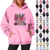 Women's Sweatshirts O-neck Long Sleeve Christmas Printed Top Solid Color Hoodie