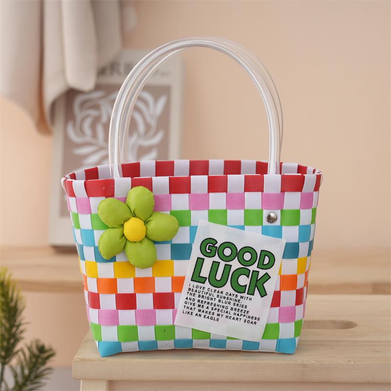 Sweet and Cute Handbag Handwoven Bag with Gift Basket Fashion Vegetable Basket Bag Versatile Beach Bag