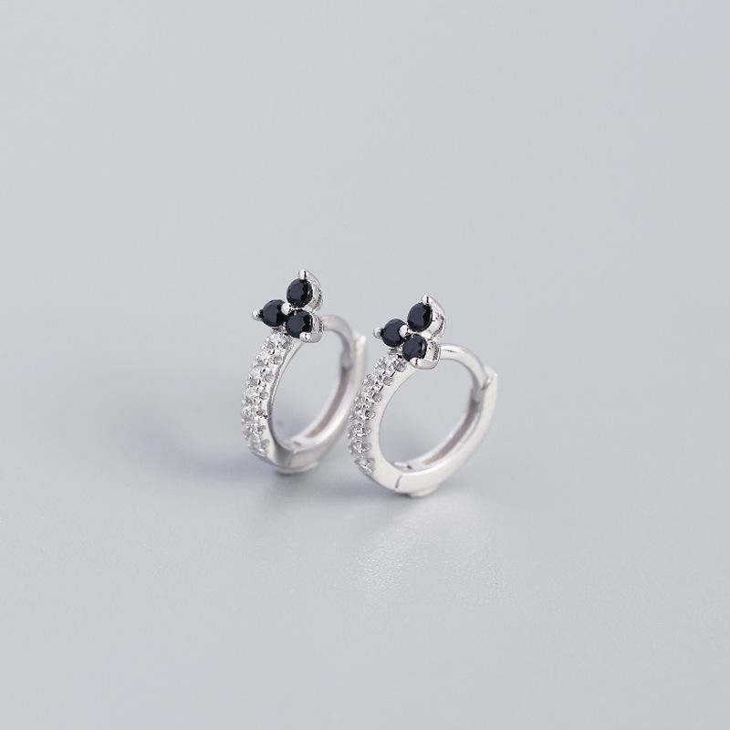 Fashion Jewelry Clover Luxury Zircon Earrings 925 Sterling Silver Earrings 18K Gold Plated Huggie Hoop Earring for Women