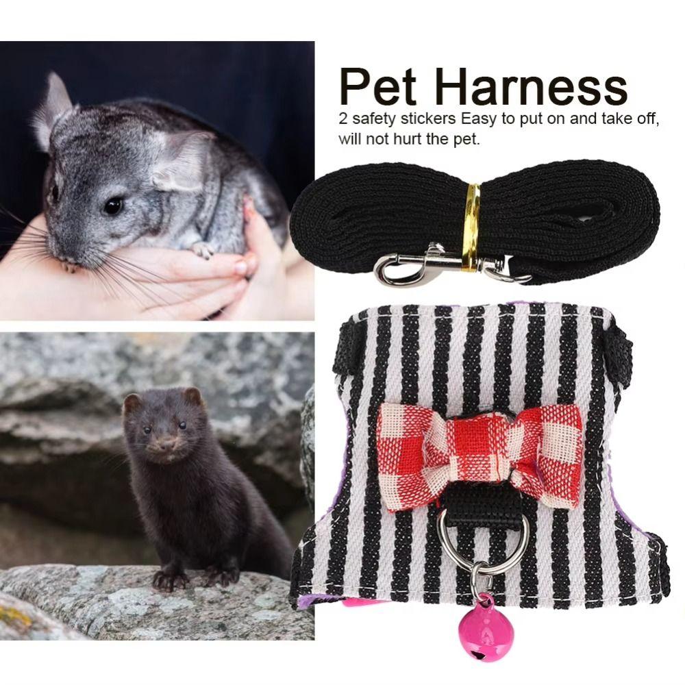 Adjustable Hamster Harness Escape-Proof Rabbit Vest Leash Pet Traction Rope for Small Animal