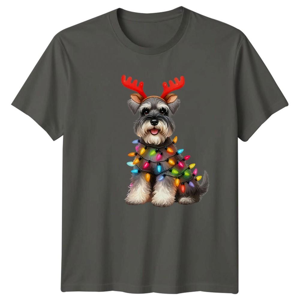 Schnauzer Christmas Lights Holidays Unisexs TShirt Unisexs Tee Graphic Unisex Top