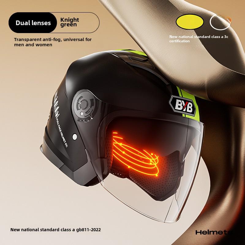 Мотоциклетный шлем с защитой от запотевания, сертифицированный по классу A 3C — на все времена года, с двойной линзой, универсальная посадка