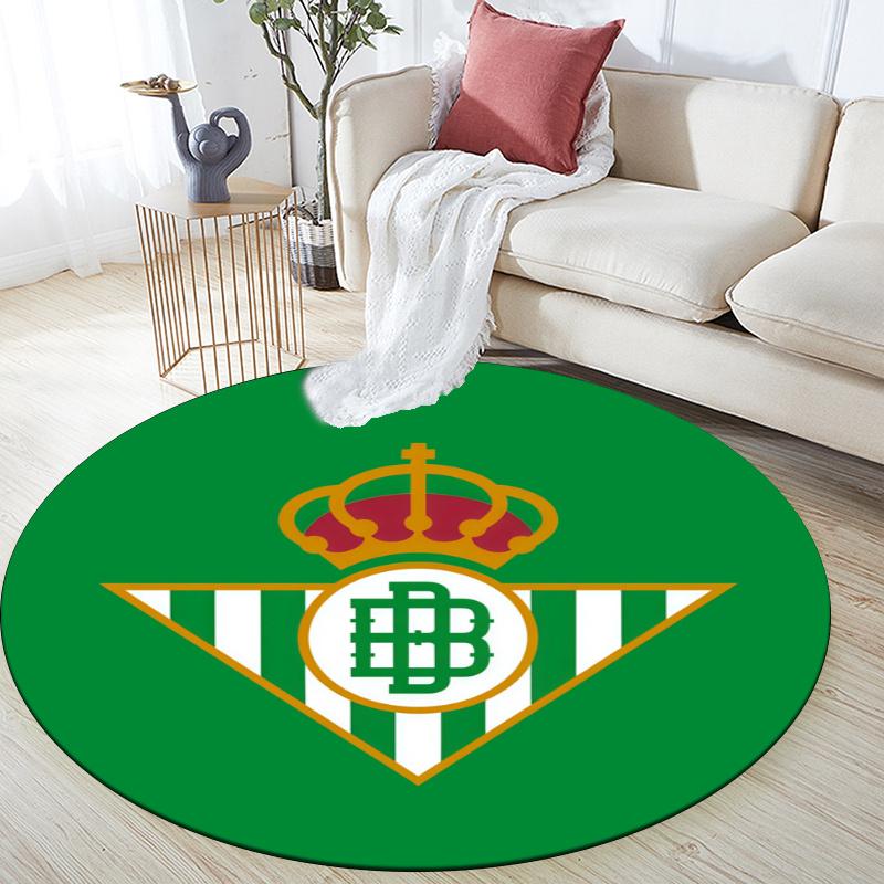 Круглый ковер с узором Real Betis Balompié, Ковер для гостиной, спальни, игровой комнаты, Нескользящий коврик для пола, Праздничные и Подарок на день рождения.