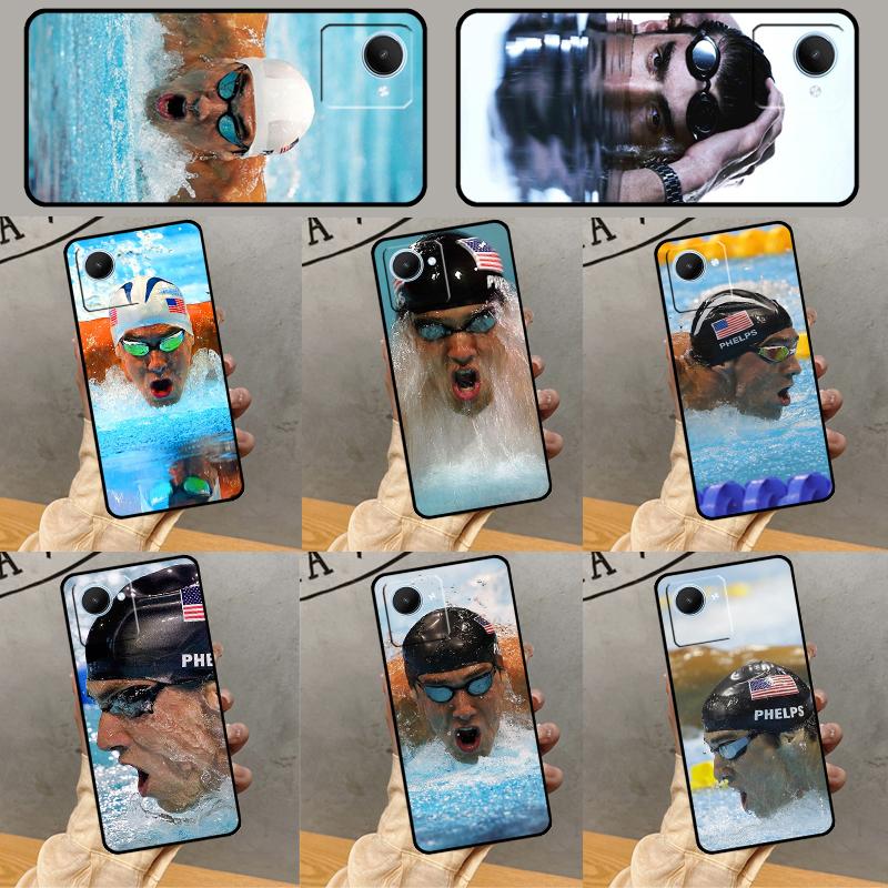 Michael Phelps Swimming Case For Realme GT 7 Pro GT 6T 6 5 C55 C53 C51 C21Y C25S C61 C67 C75 10 11 12 13 14 Pro Plus
