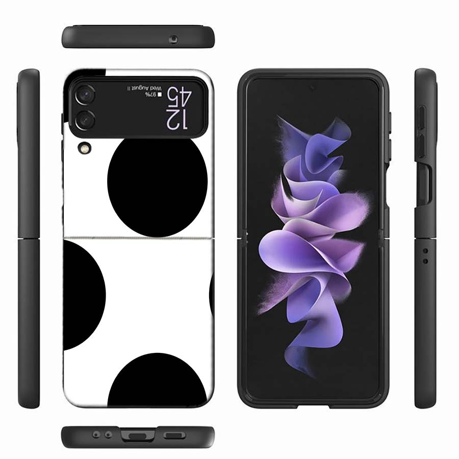 Черно-белый горошек Защитный чехол для телефона для Samsung Z Flip 6 7 5G Z Flip 5 Galaxy Z Flip 3 4 5G ZFlip Ударопрочный Жесткий Co