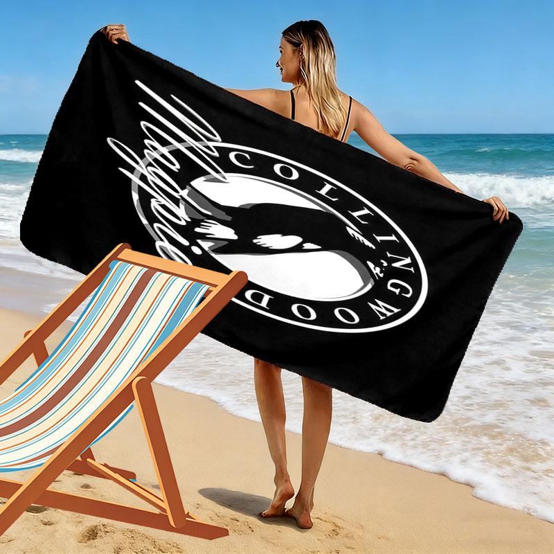 Collingwood Magpies Print Beach Towel, Large Soft Quick Dry Towel for Beach Camping Swimming