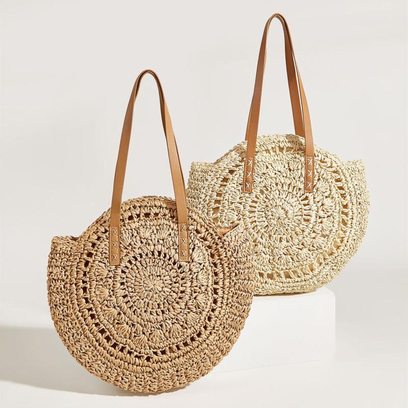 Beach Bags for Women Big Straw Handbag Hollow Flower Designer Female Shoulder Bag