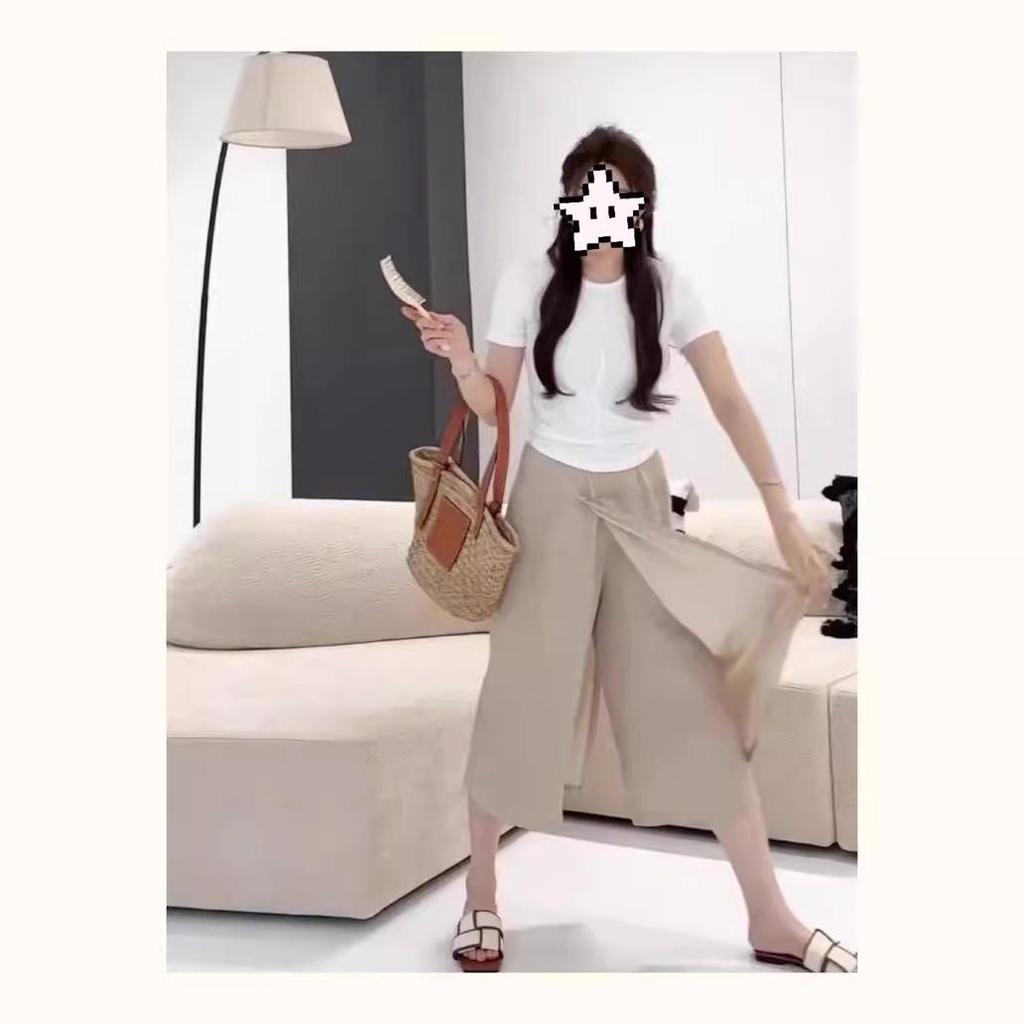 Летние женские брюки-юбки с высокой талией и широкими штанинами - повседневные, универсальные, облегающие