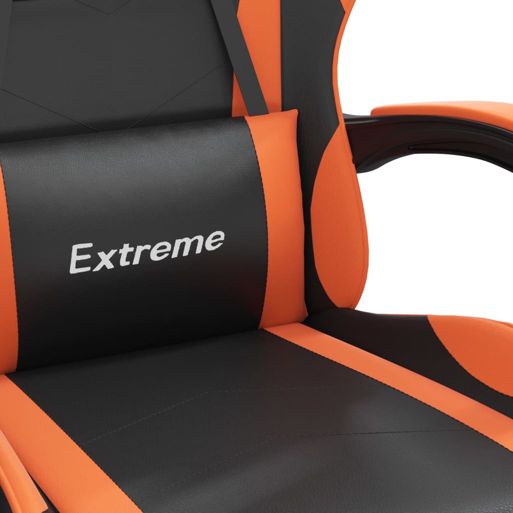 Gaming Chair Swivel Black and Orange Faux Leather