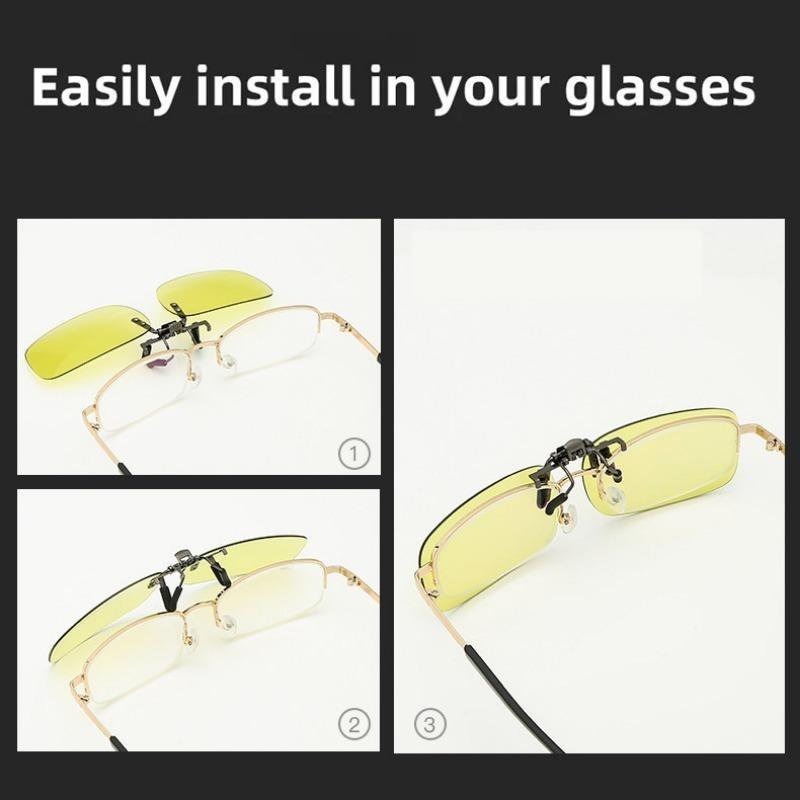 Non-polarized Ultralight Small Clip On Sunglasses Anti-glare Men Day Night Vision Lens Car Driving Glasses