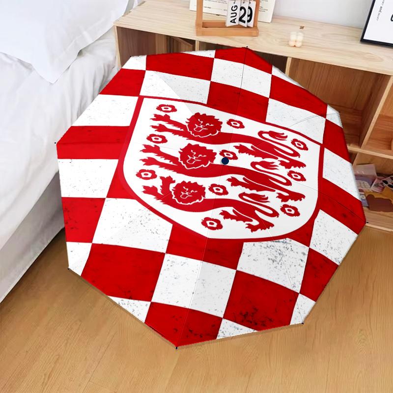 1PC England Football Crest Printed Umbrella Folding umbrella, automatic umbrella 8-Frame for Travel, camping Fan gifts Christmas Gifts