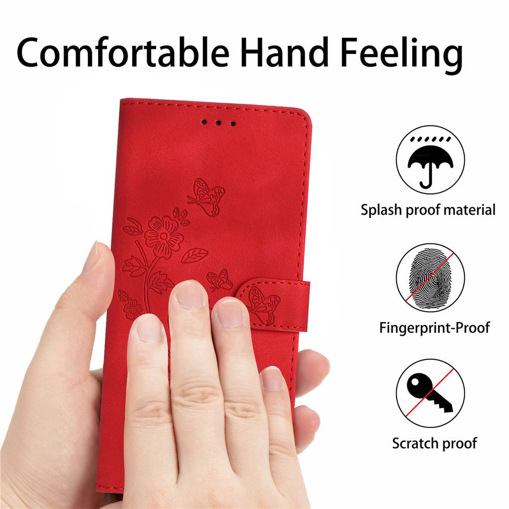For Xiaomi 14T Pro Case Leather Imprinted Flower Phone Cover Wallet with Wrist Strap