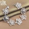 925 Sterling Silver Seven Flower Bracelet Fashionable Wedding Jewelry