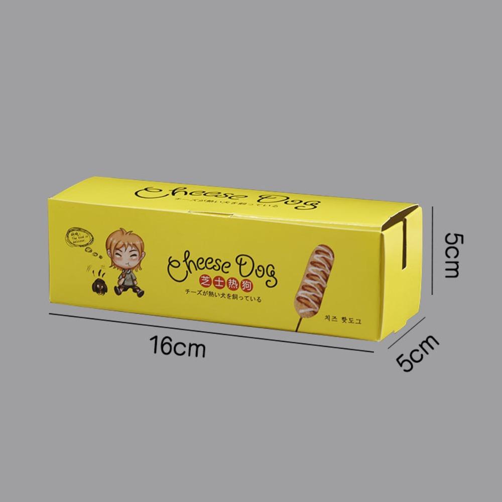 100PCS Disposable Hot Dog Packaging Box Paperboard Boat Shape Sausage Snack Boat Box Food Grade Eco-Friendly Takeaway Container