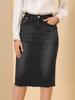 Allegra K Denim Skirt, Mini Skirt, Summer, High-Waisted, Elastic, Knee-Length, A-Line, Slimming, Casual, Women's, Black, Size 3XL