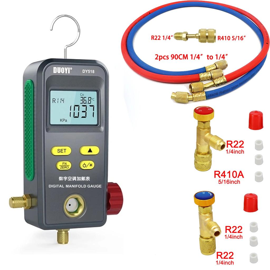 Refrigeration Digital Manifold HVAC System Pressure Gauge, High Precision Vacuum Pressure Leak Tester Refrigeration Gauge