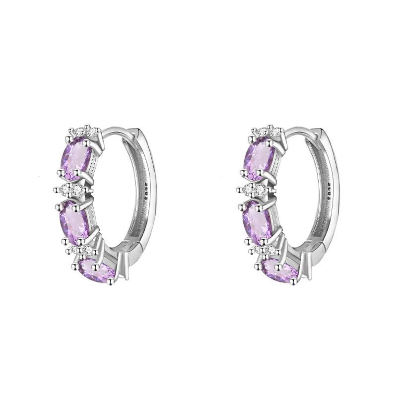 Light luxury row inlaid colored treasure ear buckle S925 sterling silver natural crystal peridot earrings high-end commuter earrings jewelry gift