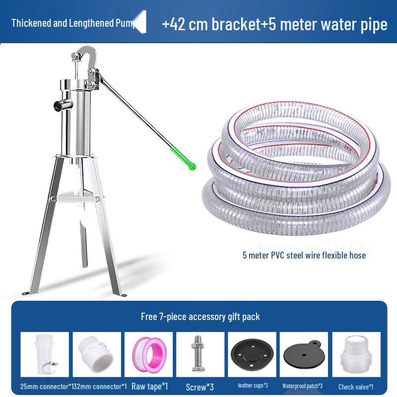 KT Manual Water Pump, Old-Fashioned Hand-Cranked & Hand-Pressed, Self-Priming with Extended Thickened Design for Rural Wells